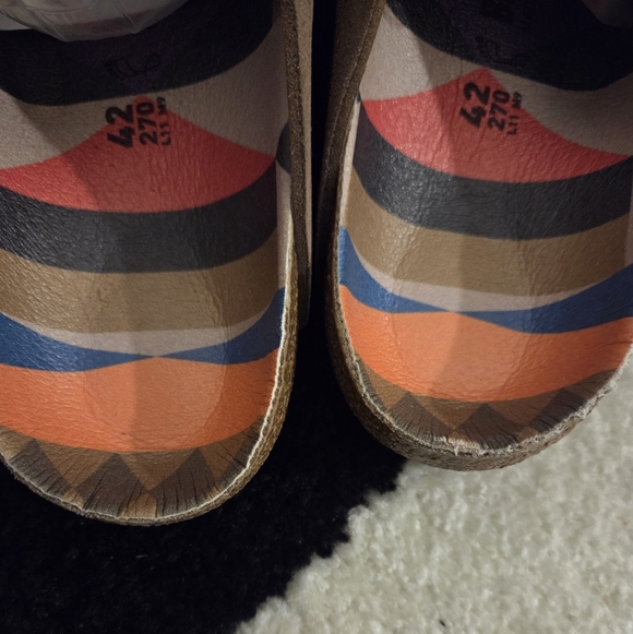 BIRKENSTOCK BOSTON BS 'DARK TEA' PRINTED FOOTBED CLOG EU SZ 42 - Picture 5 of 6